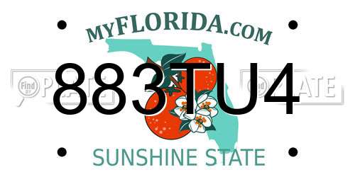 883TU4 Florida License Plate