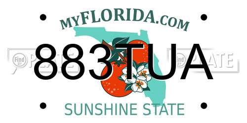 883TUA Florida License Plate