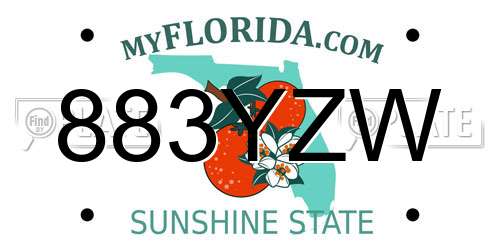 883YZW Florida License Plate