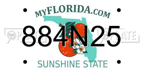 884N25 Florida License Plate