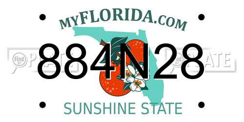 884N28 Florida License Plate