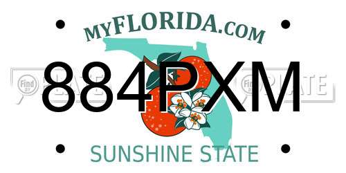 884PXM Florida License Plate