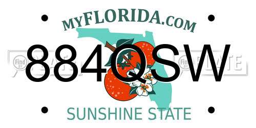 884QSW Florida License Plate