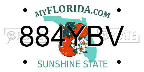884YBV Florida License Plate