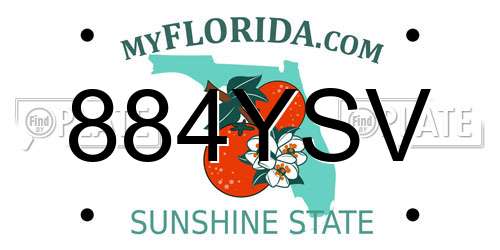 884YSV Florida License Plate