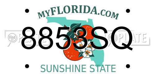 8853SQ Florida License Plate