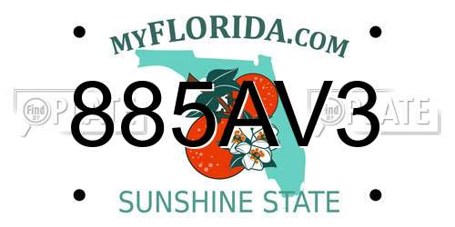 885AV3 Florida License Plate