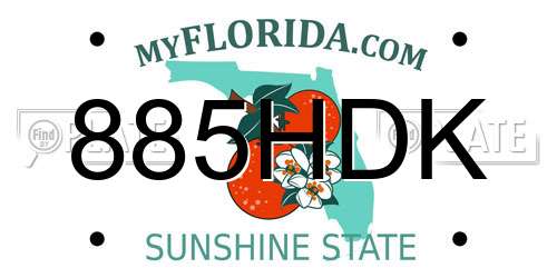 885HDK Florida License Plate