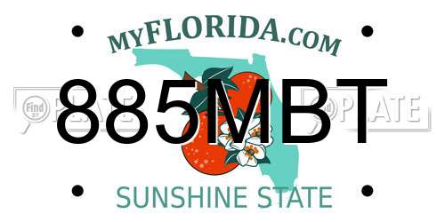 885MBT Florida License Plate