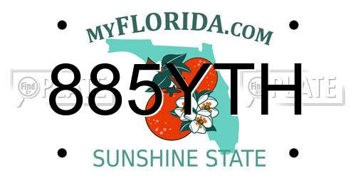 885YTH Florida License Plate