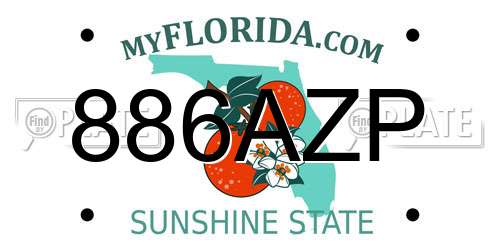 886AZP Florida License Plate