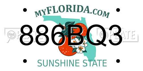886BQ3 Florida License Plate