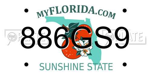 886GS9 Florida License Plate