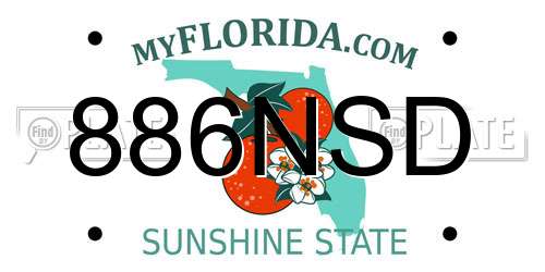 886NSD Florida License Plate