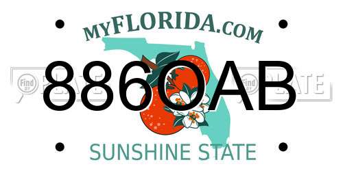 886OAB Florida License Plate