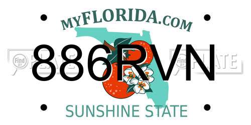 886RVN Florida License Plate