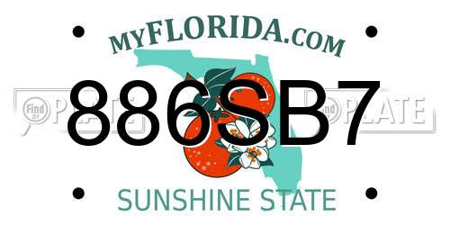 886SB7 Florida License Plate