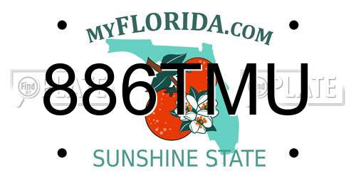 886TMU Florida License Plate