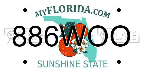 886WOO Florida License Plate