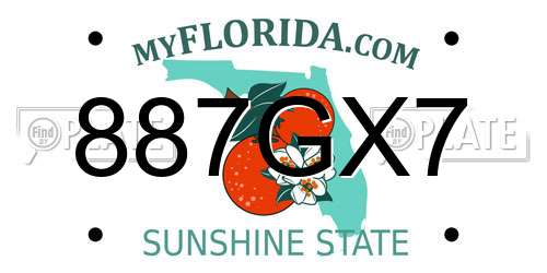 887GX7 Florida License Plate