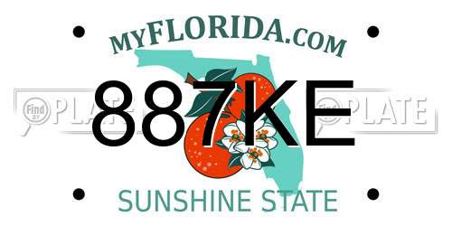 887KE Florida License Plate