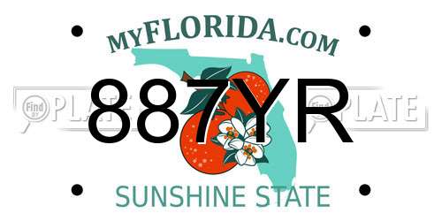 887YR Florida License Plate