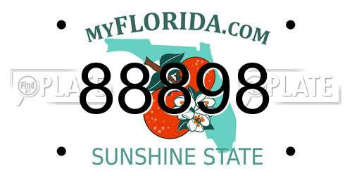 88898 Florida License Plate