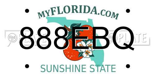 888EBQ Florida License Plate
