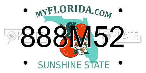 888M52 Florida License Plate