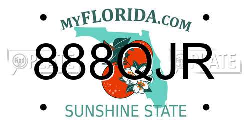 888QJR Florida License Plate