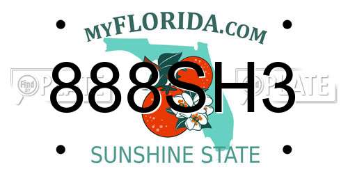 888SH3 Florida License Plate