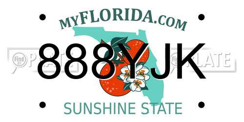 888YJK Florida License Plate