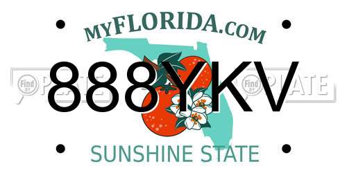 888YKV Florida License Plate
