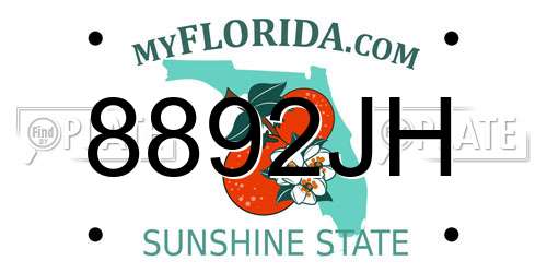 8892JH Florida License Plate