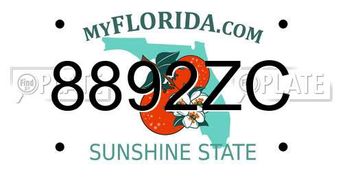 8892ZC Florida License Plate