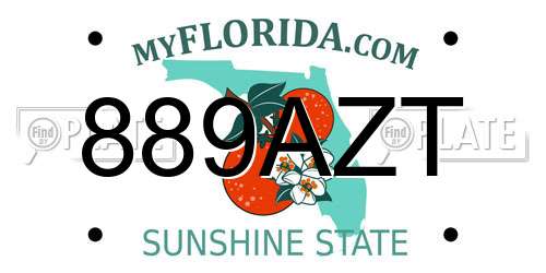 889AZT Florida License Plate