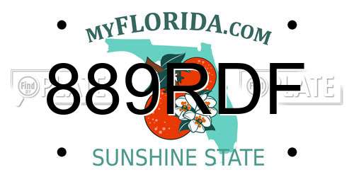889RDF Florida License Plate
