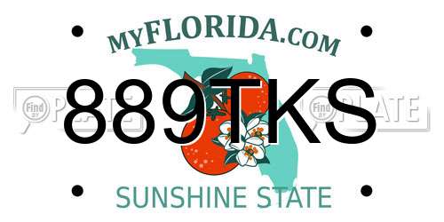 889TKS Florida License Plate