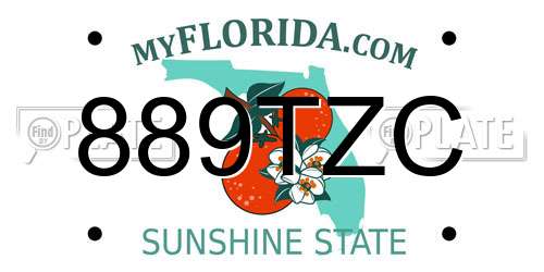 889TZC Florida License Plate