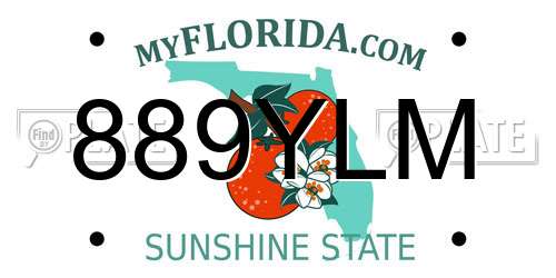 889YLM Florida License Plate