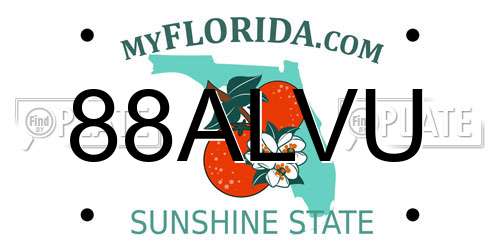 88ALVU Florida License Plate