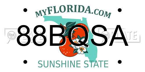 88BQSA Florida License Plate