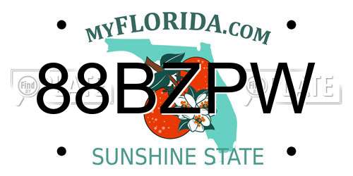 88BZPW Florida License Plate