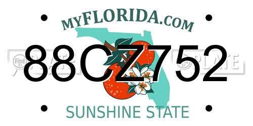88CZ752 Florida License Plate