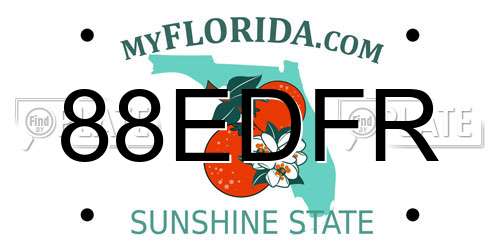 88EDFR Florida License Plate