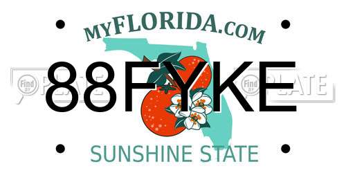 88FYKE Florida License Plate