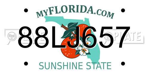 88LJ657 Florida License Plate