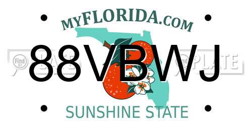 88VBWJ Florida License Plate