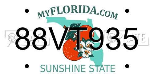 88VT935 Florida License Plate