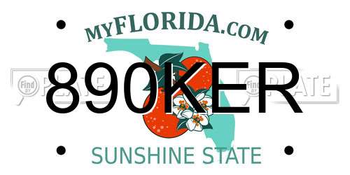 890KER Florida License Plate